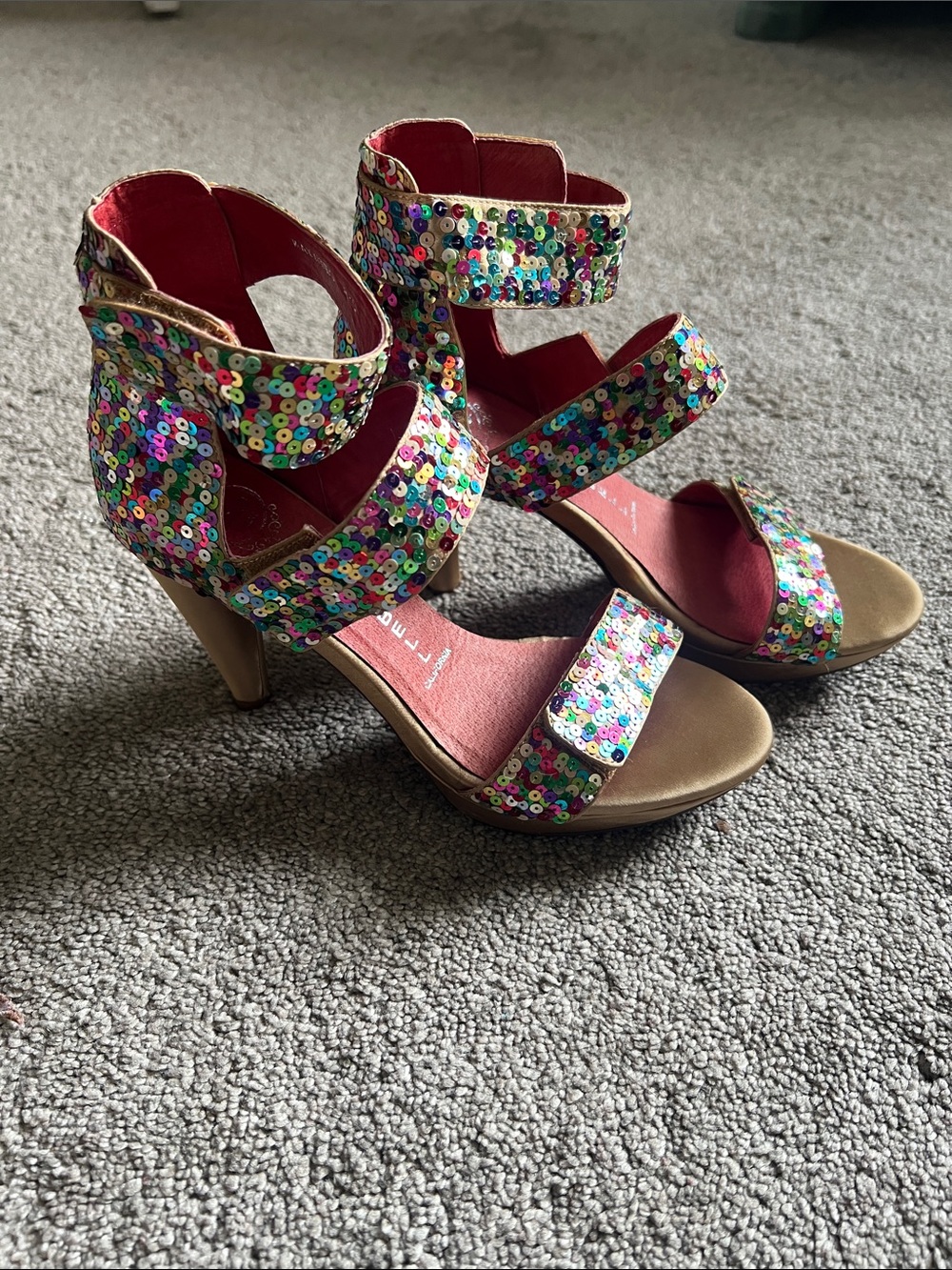 Jeffrey Campbell Ibiza Multicolor Sequin Platform Heels Size 8.5 Italy